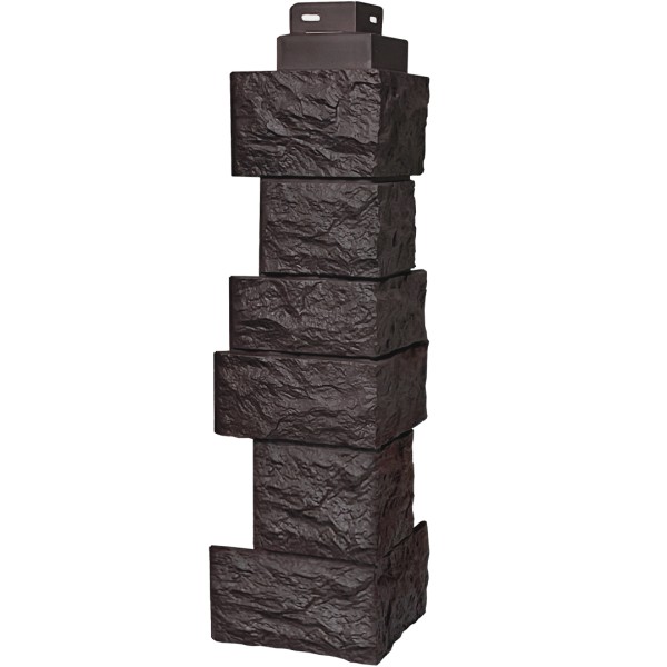 Цокольный сайдинг FineBer – Серия “Дикий камень”, Угол наружный, Коричневый купить в Королёве