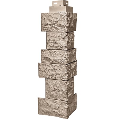 Цокольный сайдинг FineBer – Серия “Дикий камень”, Угол наружный, Песочный... 