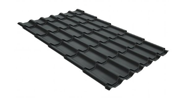 Металлочерепица классик GL 0,5 GreenCoat Pural RR 23 темно-серый (RAL 7024 мокрый асфальт) купить в Королёве