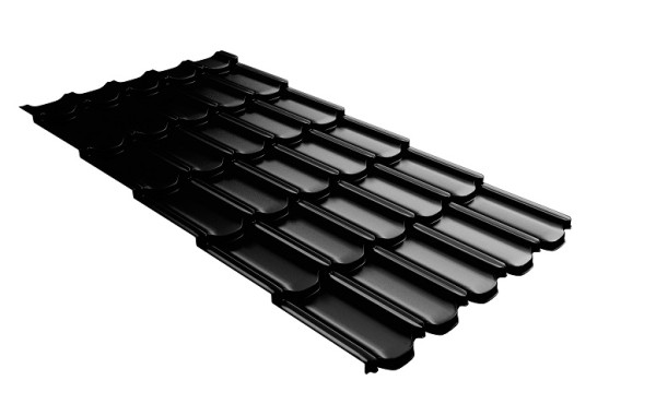 Металлочерепица квинта плюс с 3D резом 0,5 GreenСoat Pural Matt RR 33 черный (RAL 9005 черный) купить в Королёве