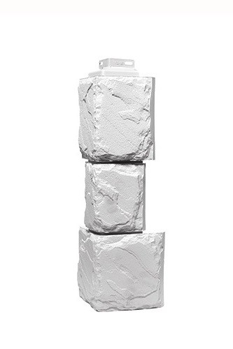 Угол Фасайдинг Серия «Камень крупный»  Мелованный белый купить в Королёве