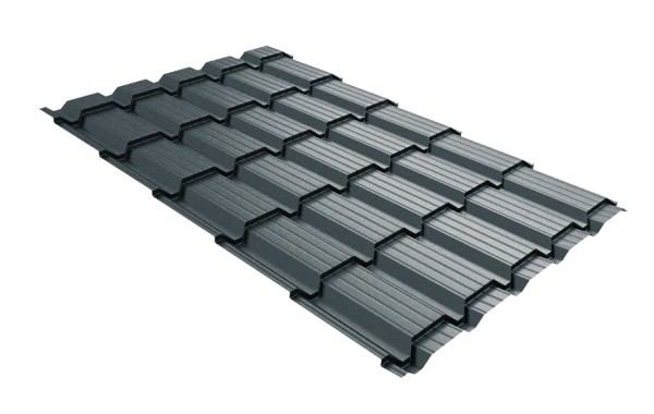 Металлочерепица GL квадро профи 0,5 Velur RAL 7016 антрацитово-серый купить в Королёве