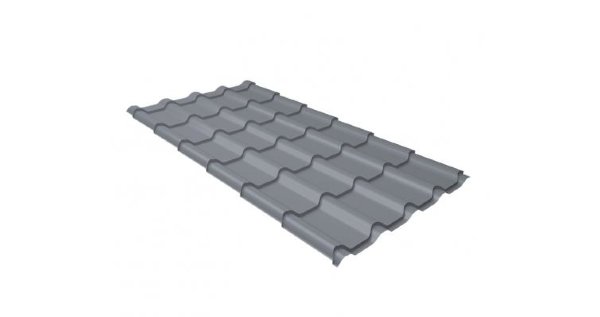 Металлочерепица камея 0,45 PE RAL 9006 бело-алюминиевый купить в Королёве